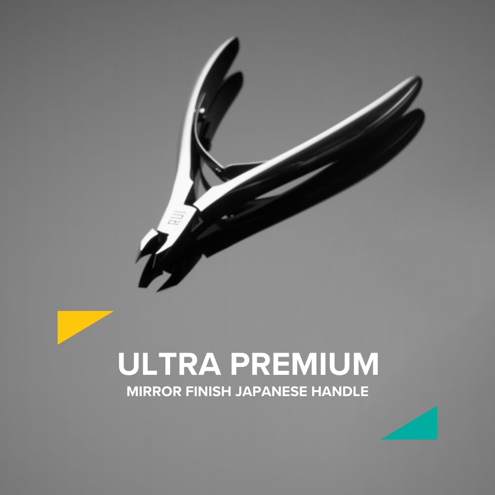 Rui Smiths Ultra-Premium Alicates para Cutículas, Profesional, Acero Inoxidable, Mango Japonés, Acabado de Espejo, Doble Resorte, Mandíbula de 4 mm (Quarter Jaw)