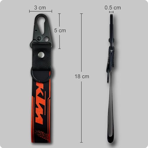 Image of SnapStrap MotoLink Carabiner Keychain Compatible with KTM Bike Strong Heavy-Duty Metal Clip with Fabric Key Ring Bike Accessory (Ebony Black)