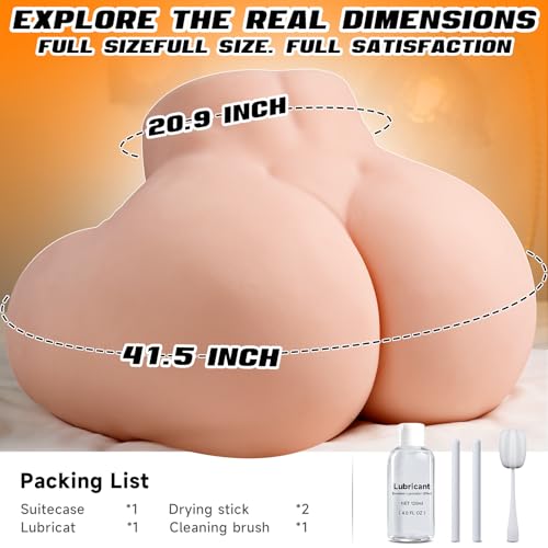 Image of BBW Sex Doll Big Ass Male Sex Toys with Luggage, 36LB Realistic Plump Cheek Sex Dolls Masturbator & Dual-Layer Bouncy Butt, Tight Vagina & Anal Channels Adult Sex Toy Storker for Men Lifelike Pressure