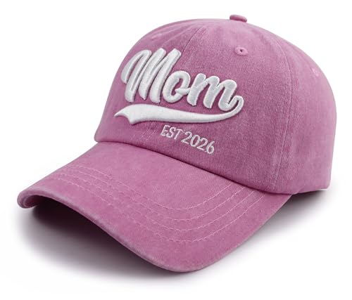 Image of 2PCS Mom and Dad EST 2026 Hat, 3D Embroidered Adjustable New Parents Gifts Baseball Cap