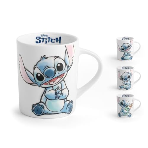 Home -Stitch Sketch - Juego de 6 tazas de porcelana, diseño de Stitch, 33 cl