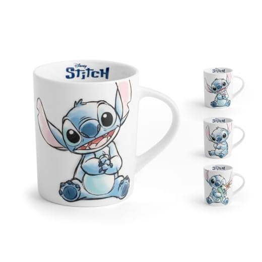 Home -Stitch Sketch - Juego de 6 tazas de porcelana, diseño de Stitch, 33 cl