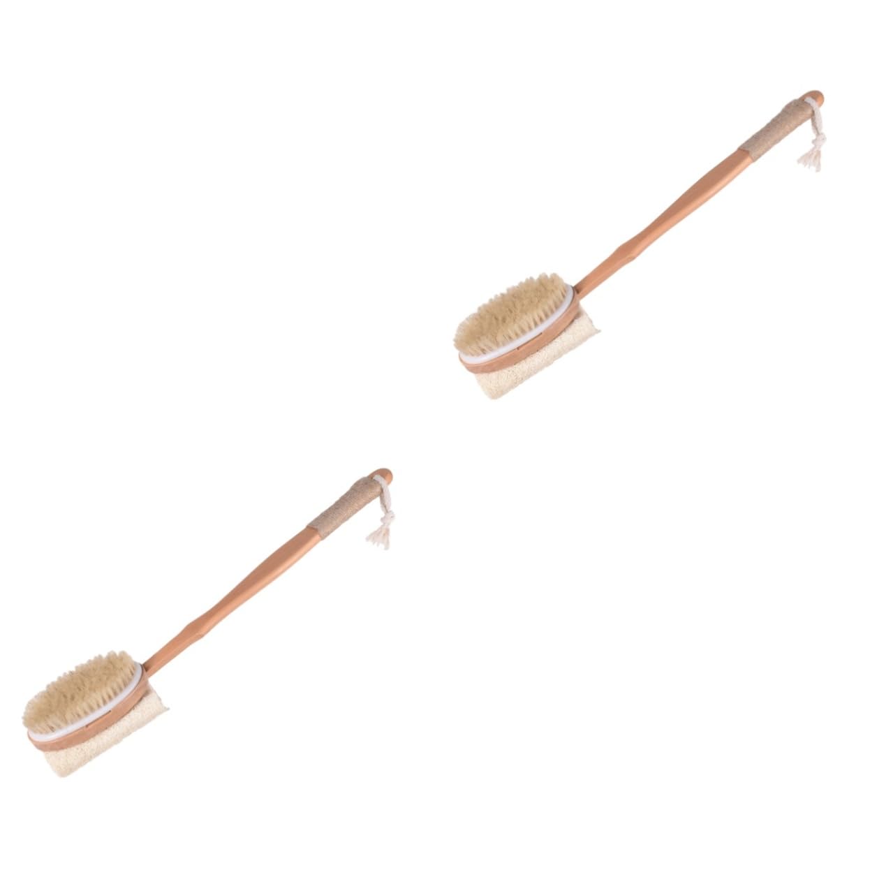 Healvian 2pezzi Spazzola Da Bagno Legno Con Manico Doppia Faccia Pennelli Naturali Per Massaggio e Esfoliazione Spugna Scrubber Antiscivolo Per Della e Benessere