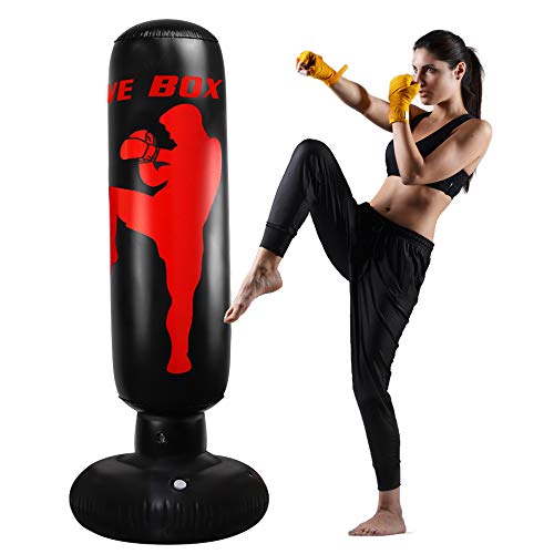 Halloween Kids Punching Bag-63inch Free Standing Punching Bag Humanoid Pattern Inflatable Boxing Stand Big Punching Bag for Kids and Adults (MMA)