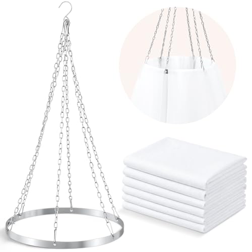 Breling 5ft x 20ft 6 Panels 12 Inches Ceiling Drapes Hanging Kit with Drapery- Ceiling Hoop with Curtains White Wedding Chiffon Fabric for Weddings Bedroom Parties