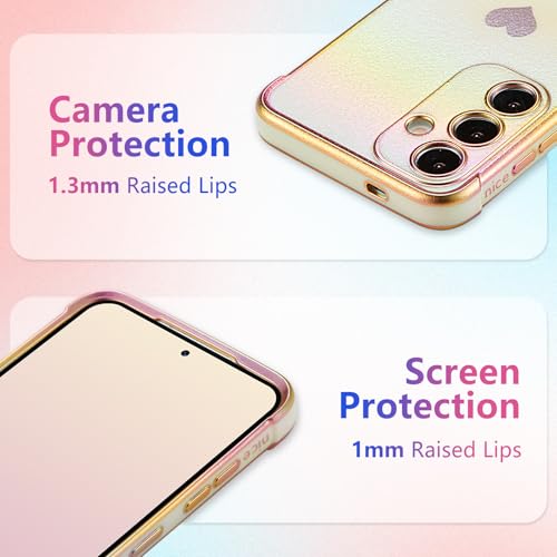Coque Samsung S25 Plus antichoc protégeant l'objectif photo motif cœurs blanc