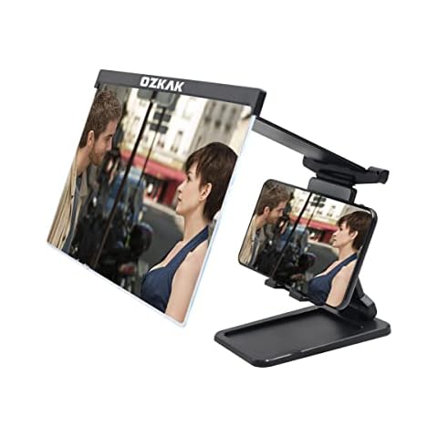 Ozkak 12" Phone Screen Magnifier, Magnifying Projector Screen Enlarger for Movies, Videos and Reading, Foldable Phone Stand with Screen Amplifier, Compatible with All Smartphones Cover