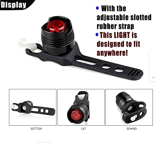 Miniatura 8 de 2 luces traseras para bicicleta, mini luces LED con correa, visibilidad de 180 grados, seguridad en todos los lados