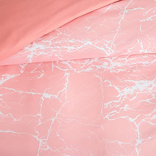 ARYURBU Bettwäsche 155x220 cm Set 2teilig Rosa 1x Bettbezug 155x220cm und 1x Kissenbezug 80x80cm Mikrofaser Marmoriert Weiß Marmor Blitzmuster für Einzelbett mit Reißverschluss Bügelfrei - Image 6