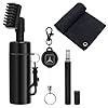 Anglekai 4PCS Golf Club Cleaner Brush, Golf Club Brush Groove Cleaner with 4 Ounces Squeeze Bottle and Bristles/Groove Sharpener/Towel/Retractable Key-Ring for Cleaning