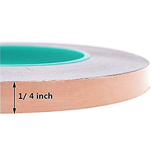 Zehhe Copper Foil Tape with Double-Sided Conductive (1/4inch X 21.8yards)- EMI Shielding,Stained Glass,Soldering,Electrical Repairs,Slug Repellent,Paper Circuits,Grounding (1/4inch) - Thumbnail 3