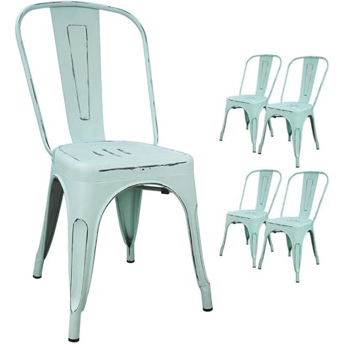 Devoko Metal Indoor-Outdoor Chairs Distressed Style...