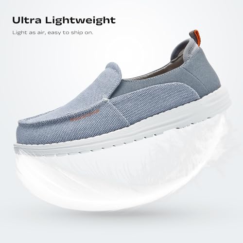 Image of Men's Canvas Loafers, Slip On Casual Shoes | Hands Free, Lightweight, Comfortable, Breathable Upper, Walking Shoes, Stretch, Travel, Vacation, Everyday Wear