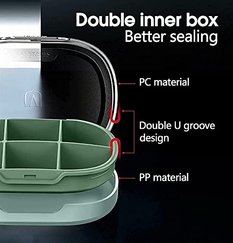 Boîte de médecine portable RJJ verte avec 6 compartiments de rangement - 6