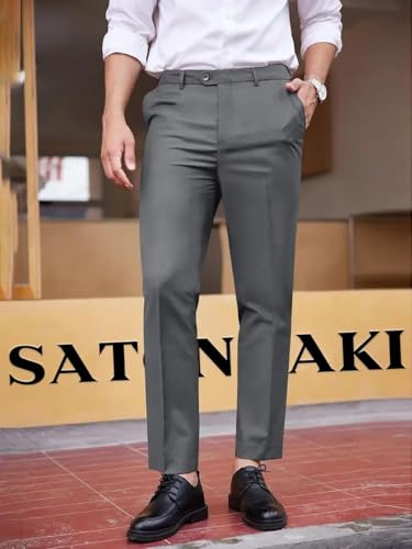 Men's Dress Pants Slim Fit Suit Pants Casual Business Stretch Pants Flat Front Trousers2