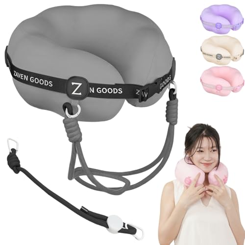 ZAVEN ネックピロー 携帯枕 旅行用 トラベルネックピロー U字型 首枕 コンパクト 携帯便利 飛行機 新幹線 車用 長距離旅行 オフィス 仮眠 低反発 お昼寝枕 男女兼用 洗えるカバー お祝い ギフト (グレー)
