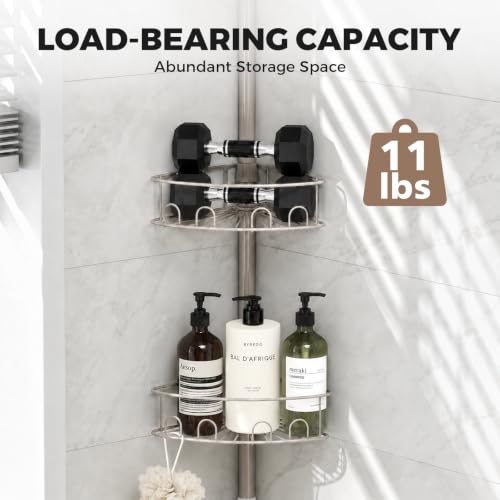TOOLF Corner Shower Caddy Tension Pole, 4 Tier Bathroom Organizer, Gray by TOOLF - Used condition - Image 6