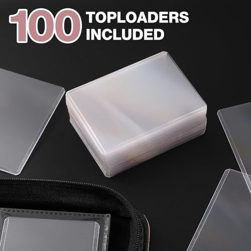 Image of Top Loader Binder 9 Pocket, Holds 360 Toploaders, 100 Toploaders INCLUDED | Toploader Binder for 3 inch x 4 inch Rigid Toploaders, Trading Card Binder for TCG, MTG, Sport Cards, PU Leather Cover, Side Loading
