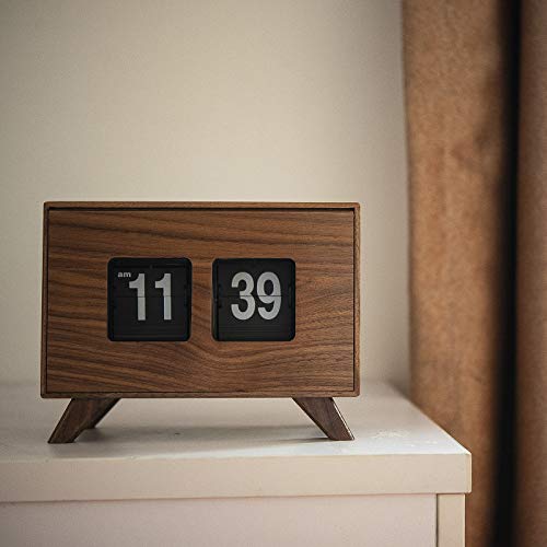 Bobobird Wood Retro Style Flip Clock Classic Mechanical-Digital Display Battery Powered , Home & Office Decor Timepiece (Brown) #TOP6