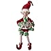 RAZ Imports Posable Christmas Elf, 30" Tall, Red and Green Velvet Outfit with Santa Book, 2019 Reindeer Games Holiday Collection