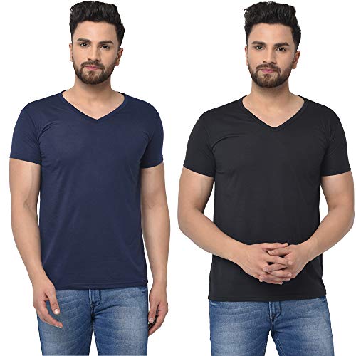 Image of JANGOBOY Men's V-Neck Cotton T-Shirt (Pack of 2)
