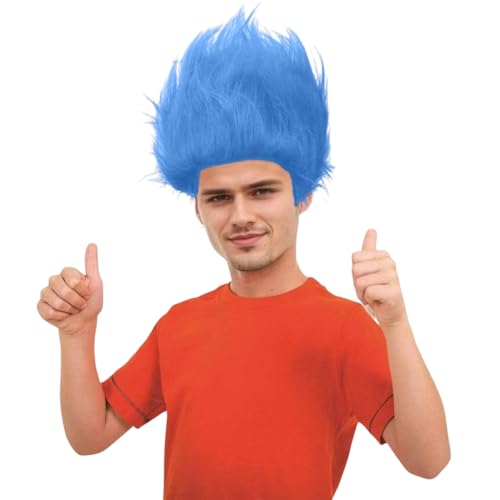 Image of Funny Sky Blue Wigs Hair Headband Halloween Costume Silly Crazy Wig for Adults