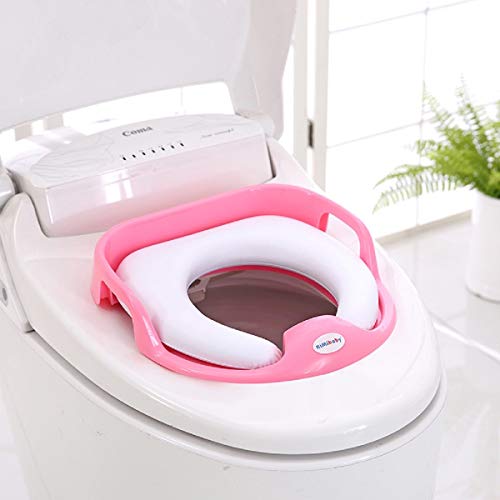Image of Zollyss Potty Training Seat for Boys And Girls, Fits Round & Oval Toilets, Non-Slip with Splash Guard, Includes Free Storage Hook (Light Pink)