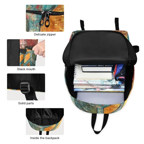 Backpack Lunch Bag Set Painting Peace Sign Print, Big Storage Travel Backpacks with Insulated Lunch Box for Office Hiking Picnic3