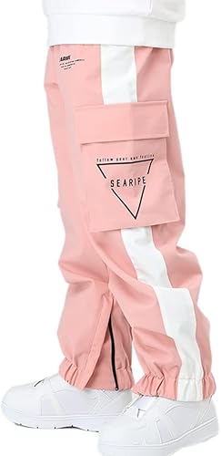 SEARIPE Pantalones de esquí impermeables para mujer, a prueba de viento, para invierno, cálidos, desmontables, para snowboard