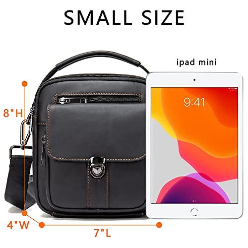 Man Purses and Bags Small Mini Genuine Leather Messenger and Shoulder Bag for Men with lots of Zipper Pockets4