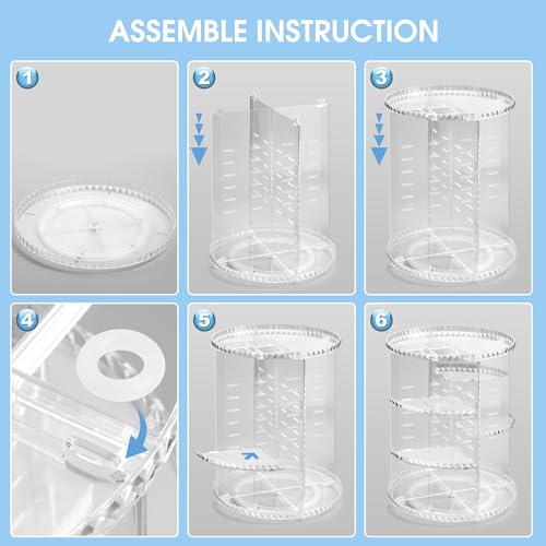 Lonian 360° Rotating Makeup Organizer, Adjustable Acrylic Cosmetic Storage - Image 3