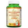 NutreeVit Organic Turmeric with Ashwagandha & Ginger - 120 Capsules | Ashwagandha Root & Turmeric Supplement with Vitamin D3 | Herbal Supplement for General Wellness