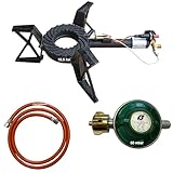 Gaskocher 10,5 kW mit 3 Gussfüßen – Hochleistungs Hockerkocher mit Druckregler 50 mbar,...