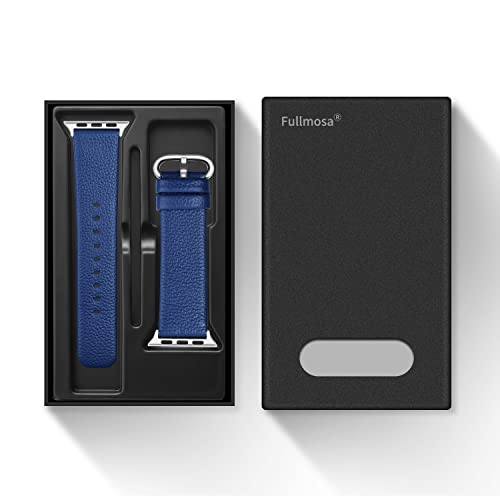 Fullmosa Leather Band Compatible With Apple Watch 41Mm 45Mm 40Mm 44Mm 38Mm 42Mm Women Band Strap With Silver Buckle For Iwatch Se/8/7/6/5/4/3/2/1/Se2, 41Mm 40Mm 38Mm Dark Blue #TOP6