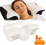 Sleep Apnea Pillow for Sleep Apnea and Snoring, Cervical Neck Support for Proper Alignment, Ergonomic Contour Memory Foam Pillow with Cooling Cover (White)