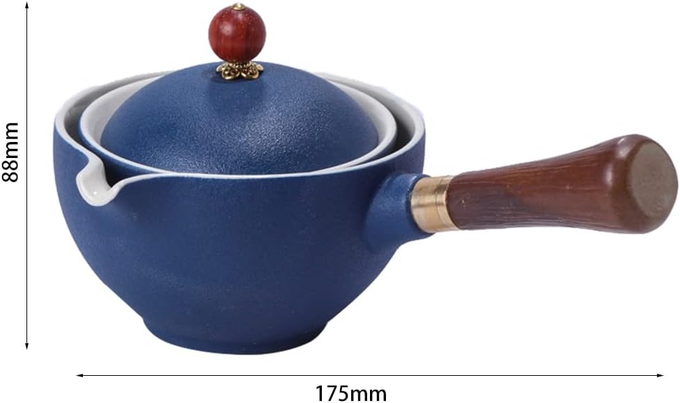 Teapots, ceramic teapots, Kung Fu Tea Set 360 Rotating Teapot Ceramic Tea Maker Infuser Semi-Automatic Gongfu Teaware Pot Cup, 1.3