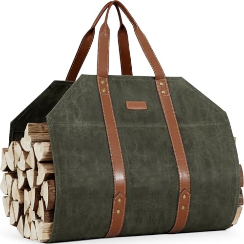 INNO STAGE Waxed Canvas Firewood Log Carrier Bag (Green)