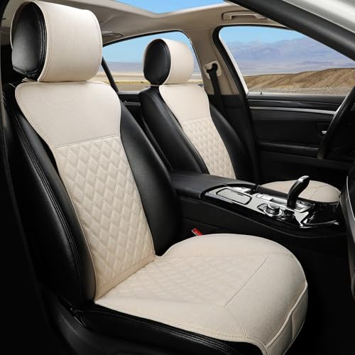 Fundas de asiento de coche universales de lino transpirable para asientos delanteros