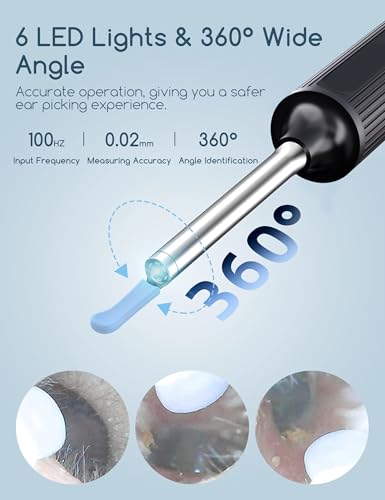 Ohrenschmalz Entferner Otoskop, Qimic WiFi Ohrreiniger, 1080P Ultradünne HD Drahtlos Wasserdicht Ohrenspiegel mit 3.5mm Linse und 6 LEDs für iPhone, iPad und Android-Smartphones