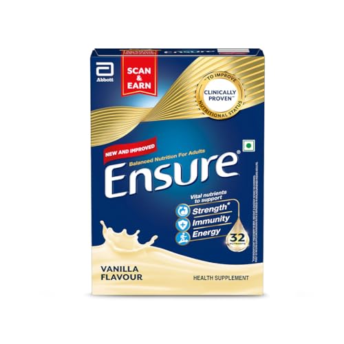 Ensure No 1 Nutritional Supplement Drink in the world 32 nutrients High Protein,Calcium,Vit D, Vanilla 400g/375g, Wt may vary