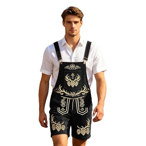 Pantalon en cuir noir de déguisement bavarois pour homme