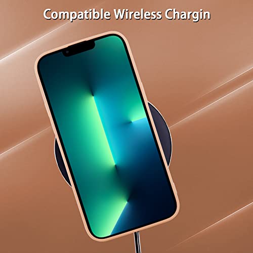 Mzelq Iphone 13 Pro Case Card Holder Pink Sand Liquid Silicone Soft Screen Protector Cover Shockproof Anti Scratch Microfiber Lining Full Body Protection Shell #TOP4