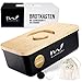 MUNROOMY Brotkasten mit Schneidebrett & Baumwoll-Brotbeutel - gegen schimmeln & austrocknen - ideal zum Brötchen & Brot aufbewahren - Brotbox mit Holzdeckel