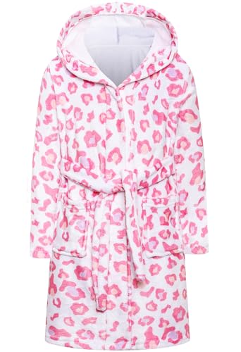 Image of Umeyda Girls & Women Fleece Hooded Robes, Soft Fuzzy Bathrobe Warm Plush Fluffy Bath Robe for Kids Womens