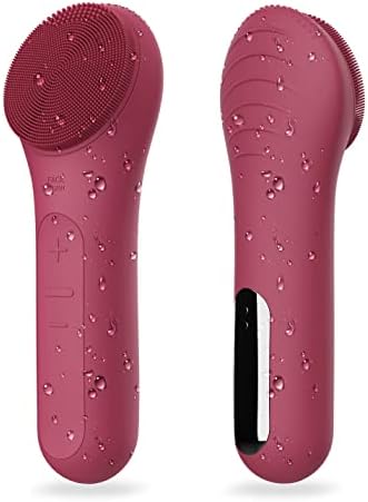 NågraCoola CLIE Facial Cleansing Brush, Waterproof Face Scrubber for Men & Women, Rechargeable Brushes and Exfoliating, Electric Scrubber, Cleanser Brush (Berry)