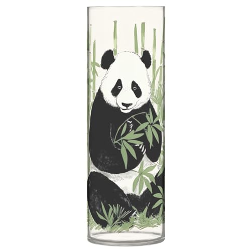 YANENDIE Cute Panda Bear Flower Vase, 12 Inch Clear Plastic Vase for Table Centerpiece Home or Wedding Decor