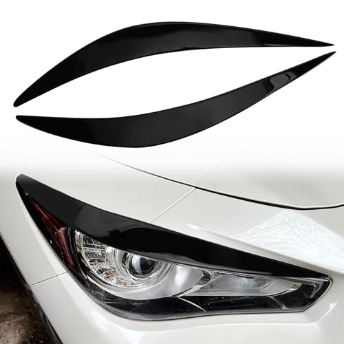 Glossy Black Eyelid for Q50 PSLER Headlight Eyelids Headlight Eyebrows Trim Front Headlight Cover Eyebrow Decoration Front Lamps Sticker Fit for Infiniti Q50 2014 2015 2016 2017 2018 2019-2024