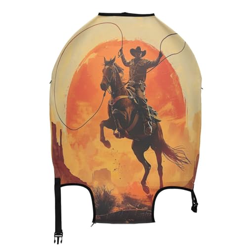 Cowboy Luggage Cover for Suitcase, Elastic Travel Protector with Zipper, Washable Anti-Scratch Dustproof Luggage Sleeve Fits 18-20 Inch2