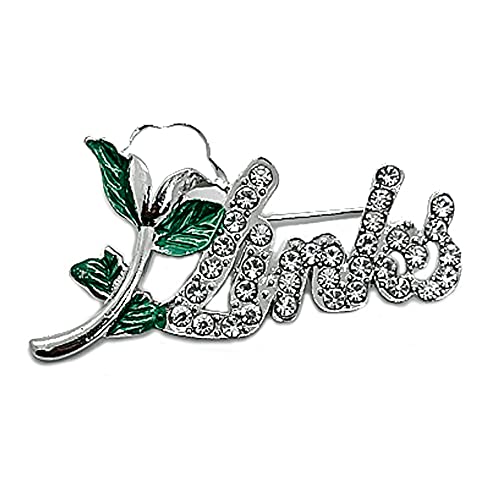 Image of Exquisite green rhinestone inlaid round LINKS letter metal brooch the links incorporated society jewelry pin
