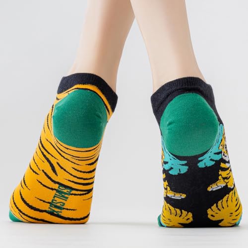 Image of 2 Pairs Funny Cartoon Animal Print Cotton Ankle Socks for Women Teens